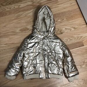 Crazy 8 Gold Puffer Hooded Coat Small 5-6 Kids Full Zip Winter
